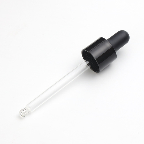 Supply black glossy nitrile rubber head dropper 18 teeth 415A essential oil dropper silicone head glass dropper manufacturer