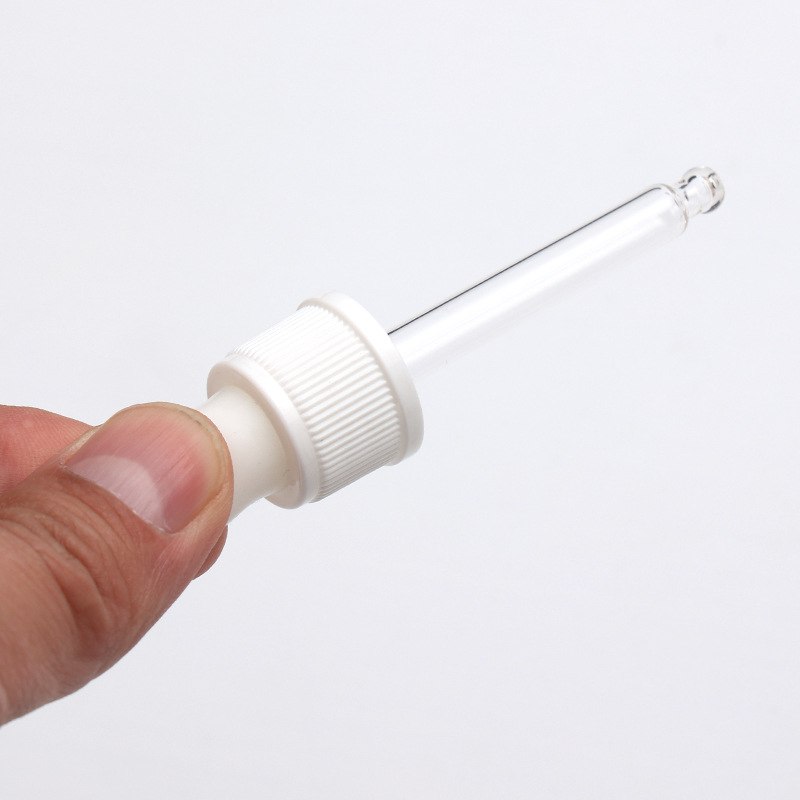 Supply 18PH dropper white silicone head PP plastic middle ring with transparent glass tube rubber head dropper manufacturer wholesale