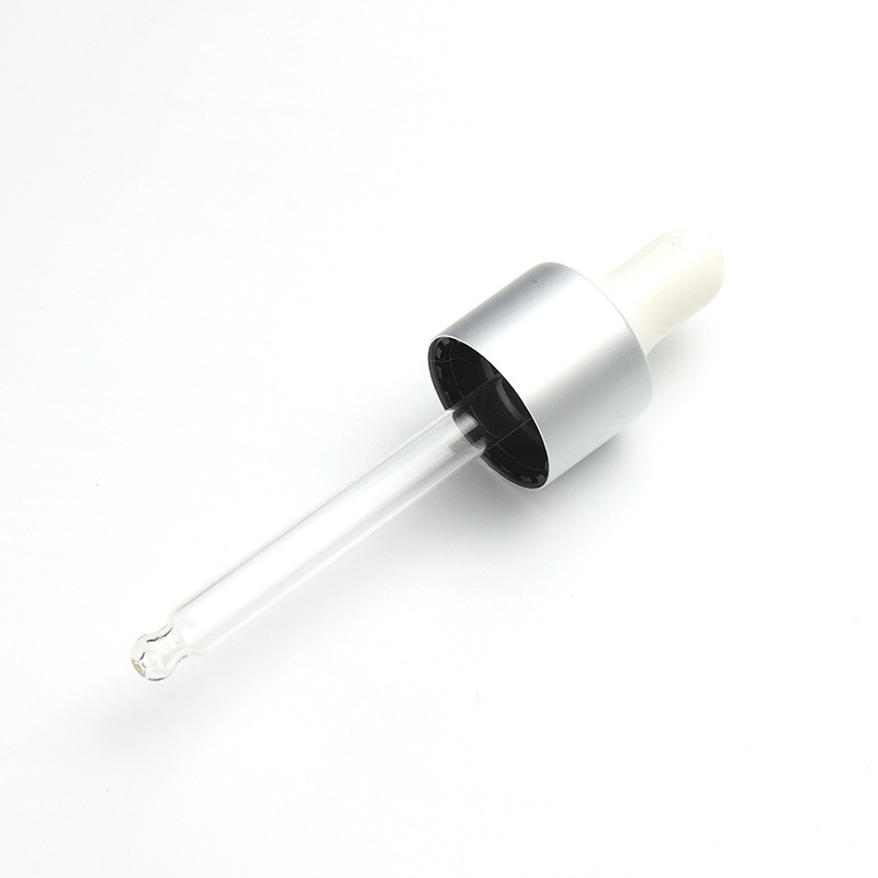 Supply 20-tooth silicone dropper, silver-colored middle ring, white silicone head, transparent glass dropper, manufacturer and wholesale
