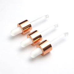Supply 18/415 bronze gold nitrile dropper essence bottle with glass dropper silicone head nitrile dropper