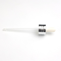 Supply 24-tooth bright silver silicone dropper cosmetic glass bottle packaging silicone head transparent glass dropper manufacturer