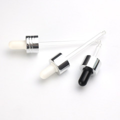 Supply 24-tooth bright silver silicone dropper cosmetic glass bottle packaging silicone head transparent glass dropper manufacturer