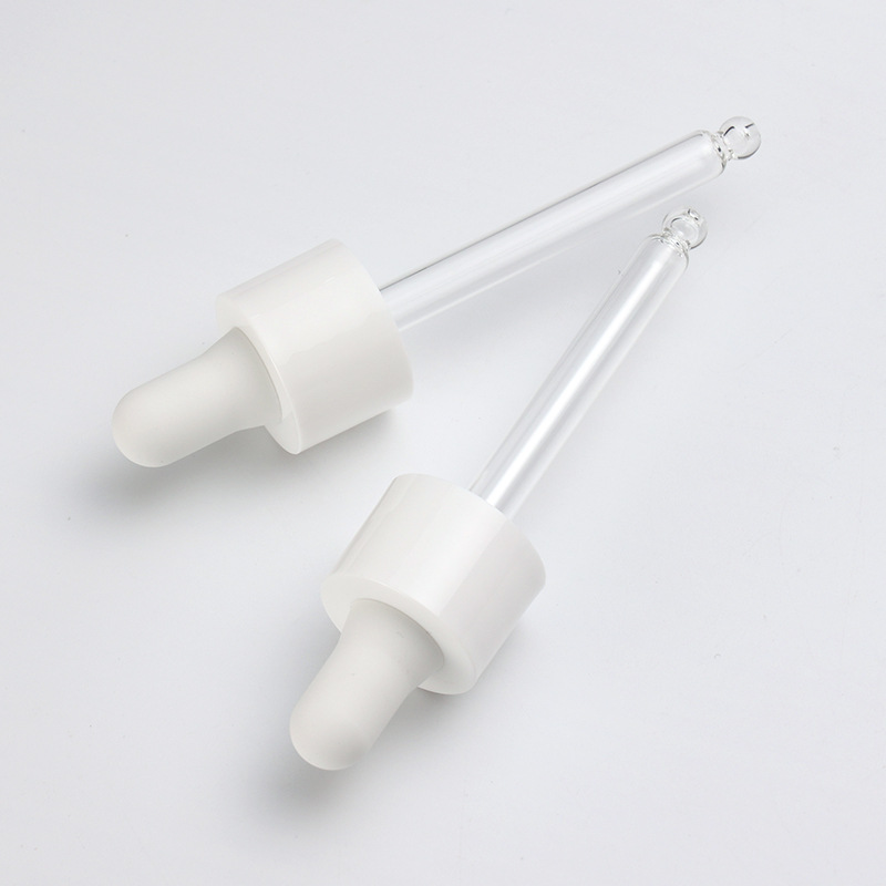 Supply 20 teeth/410 smooth nitrile dropper silicone head white middle circle transparent glass dropper manufacturer wholesale