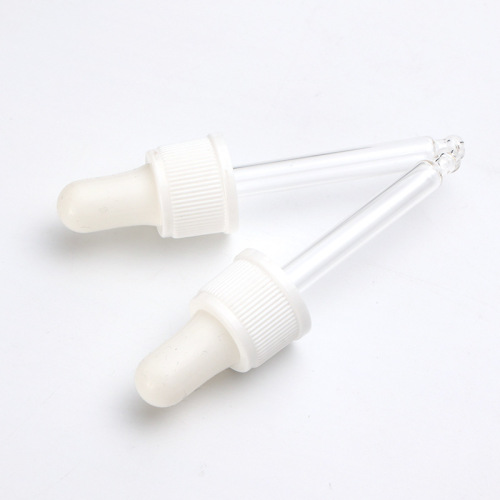 Supply 18PH dropper white silicone head PP plastic middle ring with transparent glass tube rubber head dropper manufacturer wholesale