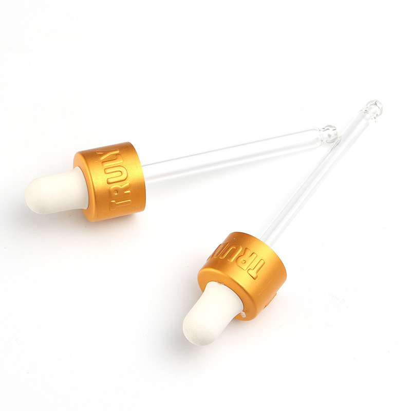 Supply 13 pressure nitrile dropper sub-gold center ring can be printed with LOGO white silicone head with glass tube nitrile dropper