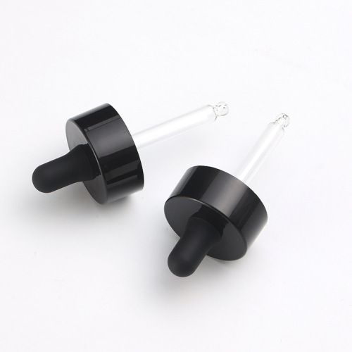 Supply 20/400 double-layer dropper essence oil liquid packaging dropper black silicone head transparent glass dropper