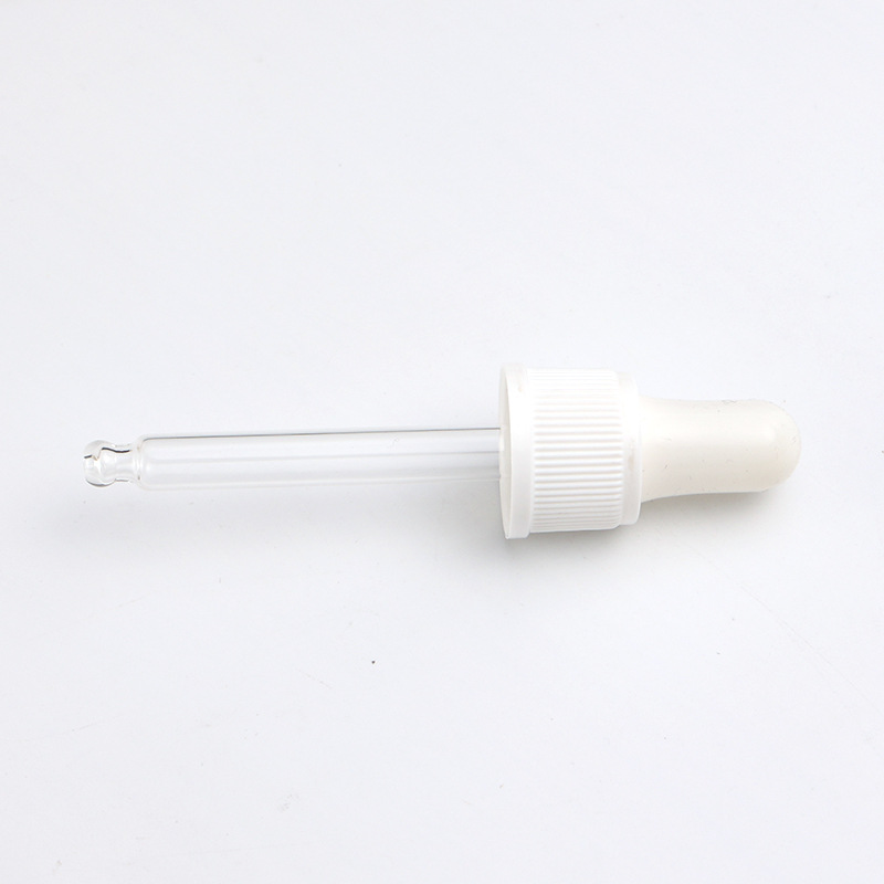 Supply 18PH dropper white silicone head PP plastic middle ring with transparent glass tube rubber head dropper manufacturer wholesale