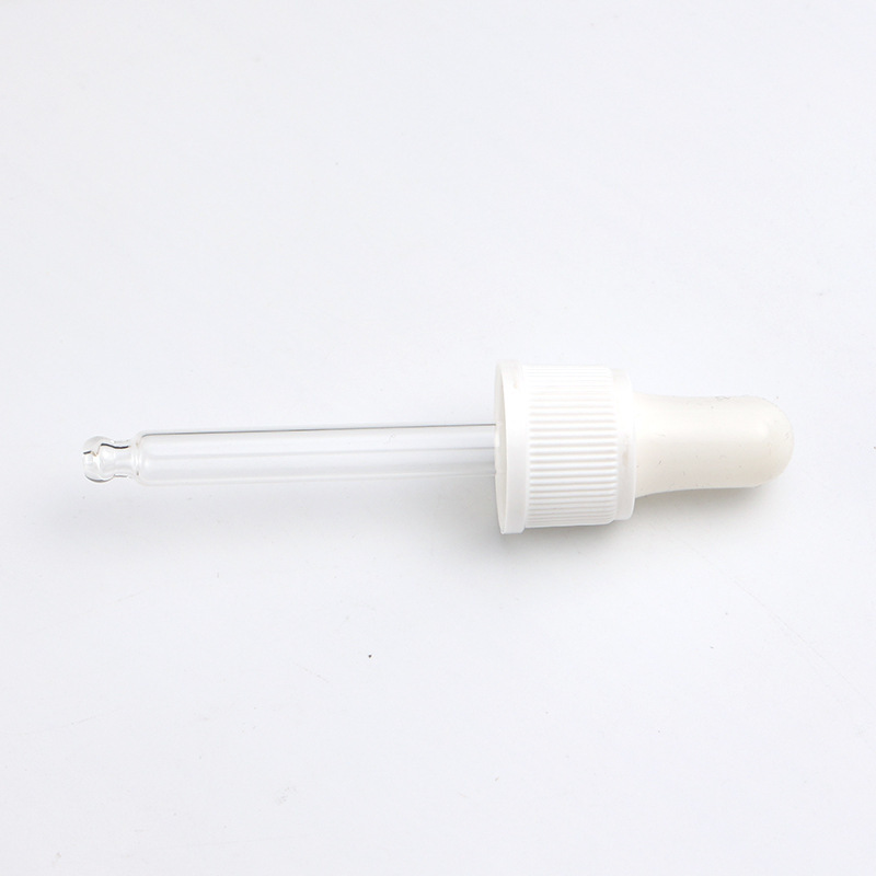 Supply 18PH dropper white silicone head PP plastic middle ring with transparent glass tube rubber head dropper manufacturer wholesale