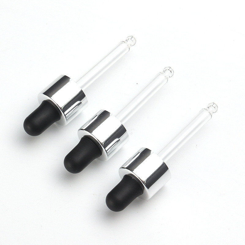 Supply 13 teeth bright silver nitrile dropper cosmetic essence bottle universal silicone head dropper manufacturer wholesale