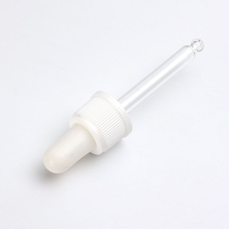 Supply 18PH dropper white silicone head PP plastic middle ring with transparent glass tube rubber head dropper manufacturer wholesale