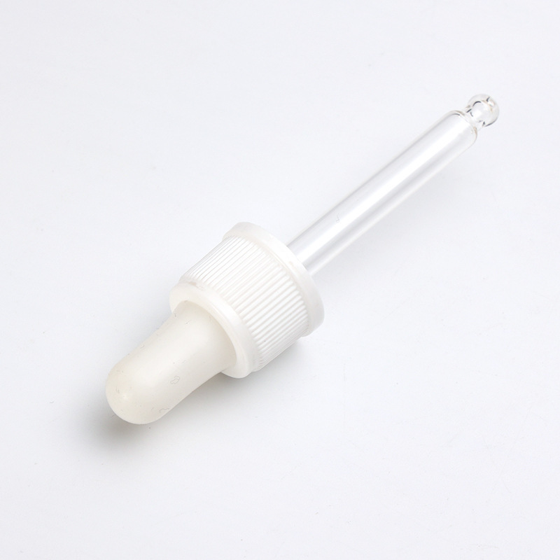 Supply 18PH dropper white silicone head PP plastic middle ring with transparent glass tube rubber head dropper manufacturer wholesale