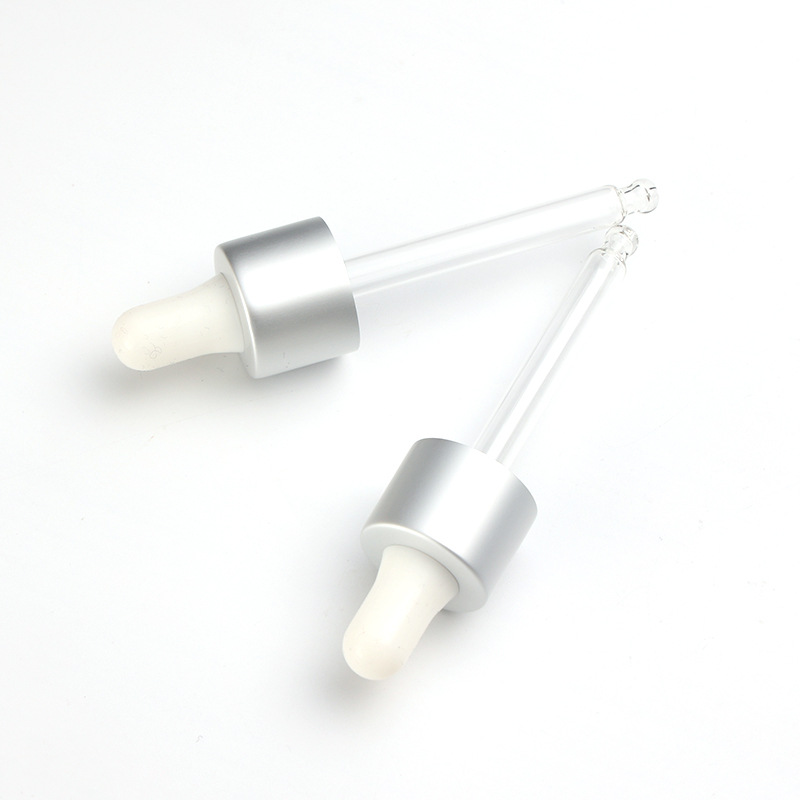 Supply 20-tooth silicone dropper, silver-colored middle ring, white silicone head, transparent glass dropper, manufacturer and wholesale