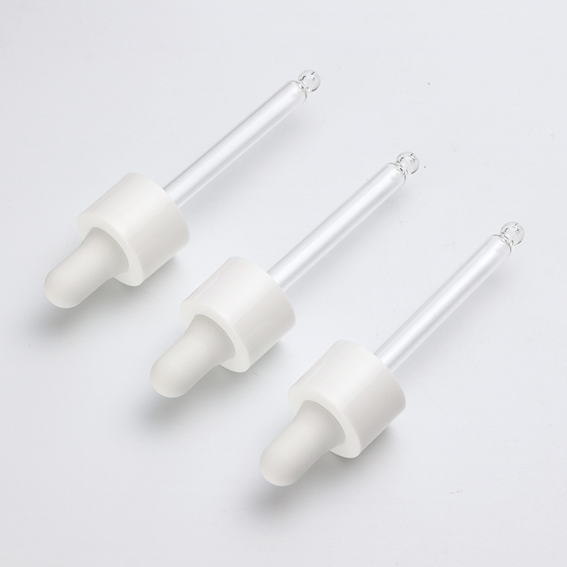 Supply 20 teeth/410 smooth nitrile dropper silicone head white middle circle transparent glass dropper manufacturer wholesale