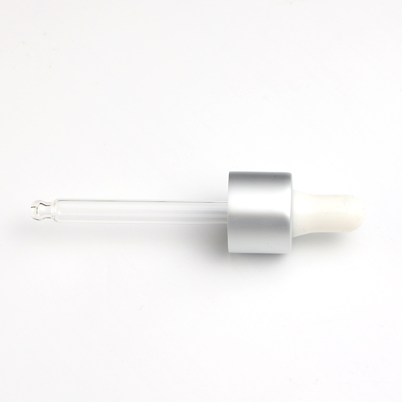 Supply 20-tooth silicone dropper, silver-colored middle ring, white silicone head, transparent glass dropper, manufacturer and wholesale