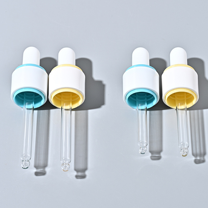 30ml double-layer ring cosmetic essential oil bottle blue and yellow gradient dropper bottle cylindrical essence bottle
