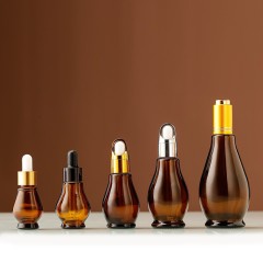 10-100ml brown single gourd essential oil bottle essence lotion dropper bottle cosmetics packaging bottle