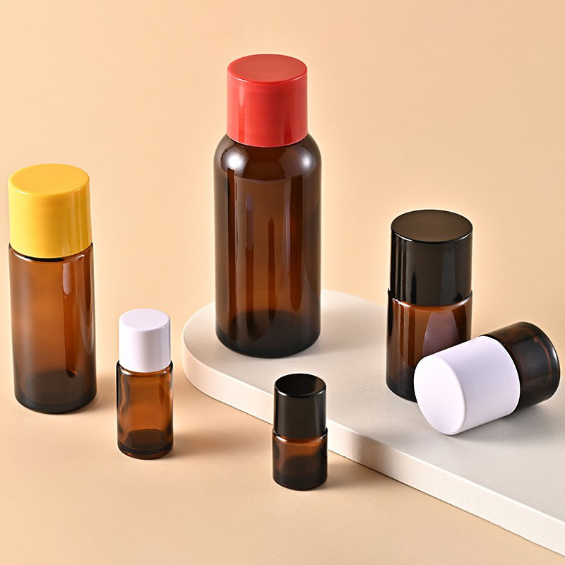 5-125ml trumpet-mouthed brown essential oil bottle, spice and fragrance sample bottle, glass aromatherapy bottle