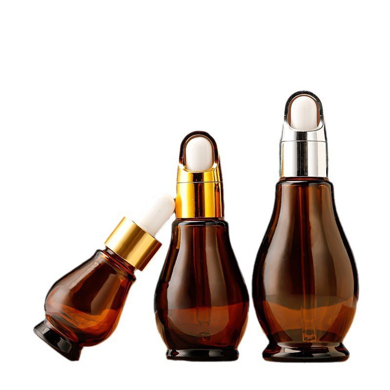 10-100ml brown single gourd essential oil bottle essence lotion dropper bottle cosmetics packaging bottle
