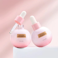 High-value essential oil bottle 30ml gradient pink light bulb bottle cosmetic essence serum dropper bottle
