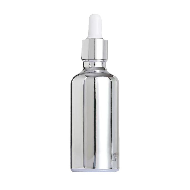 Electroplating silver essential oil bottle 30ml50ml100ml glass dropper cosmetic sub-bottle press spray empty bottle