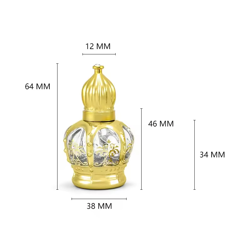 12ML light luxury crown perfume roller bottle palace style essential oil roller bottle glass perfume sub-bottle