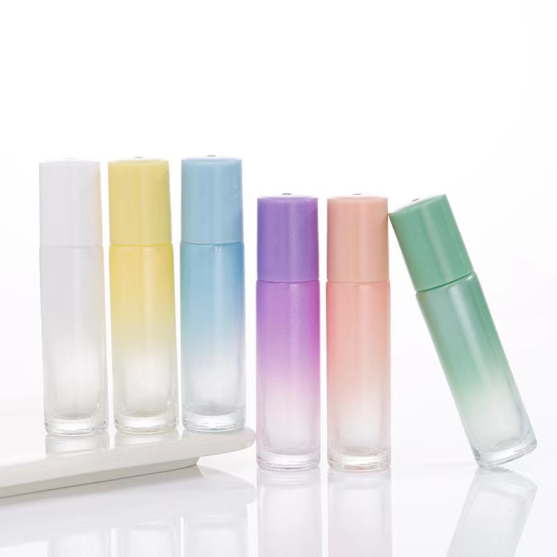 10ml color gradient roller bottle cosmetic essential oil bottle glass sub-bottle roller perfume bottle roll-on bottle
