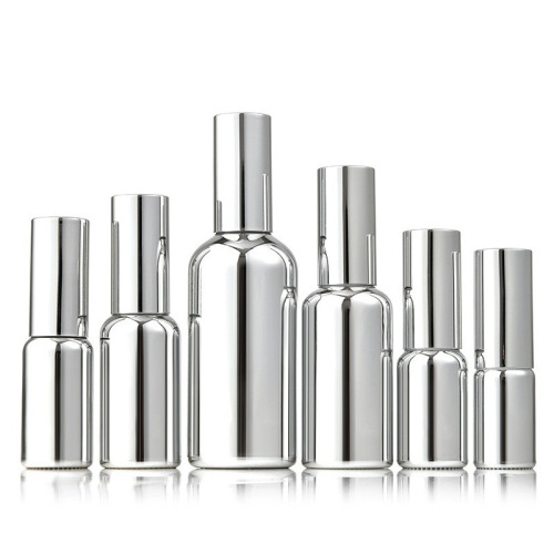 5-100ml silver-plated perfume bottle, squeeze essence lotion bottle, glass essential oil bottle, cosmetic sample bottle