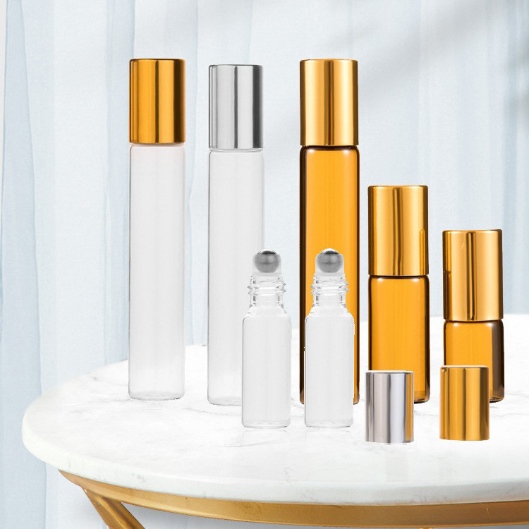 3-10ml brown transparent ball bottle glass roller bottle perfume essential oil pull tube bottle portable sub-bottle