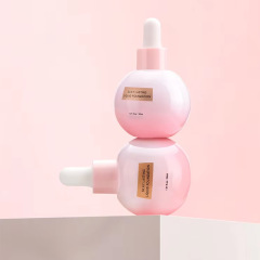 High-value essential oil bottle 30ml gradient pink light bulb bottle cosmetic essence serum dropper bottle