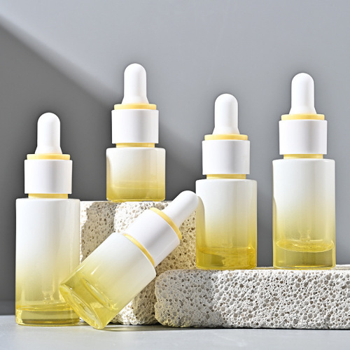 30ml double-layer ring cosmetic essential oil bottle blue and yellow gradient dropper bottle cylindrical essence bottle