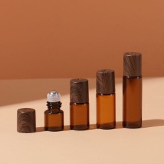 1ml 2ml 3ml 5ml brown wood grain cover roller bottle eye massage roller bottle 10ML perfume essential oil bottle