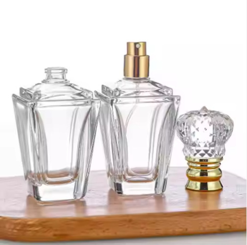 60ML high-end crown perfume bottle transparent thick bottom perfume spray bottle glass essential oil bottle