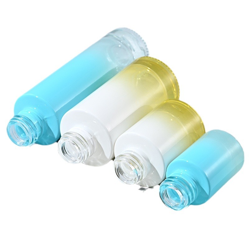 30ml double-layer ring cosmetic essential oil bottle blue and yellow gradient dropper bottle cylindrical essence bottle