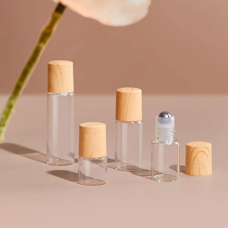 10ml portable perfume bottle wood grain frosted roll-on bottle essential oil roller bottle 5ml sample packing