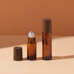 1ml 2ml 3ml 5ml brown wood grain cover roller bottle eye massage roller bottle 10ML perfume essential oil bottle