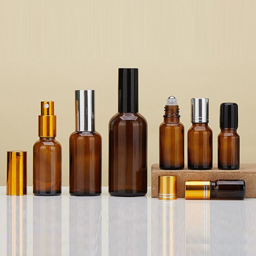 5-100ml brown glass roller bottle, perfume spray bottle, essential oil bottle, essence liquid bottle