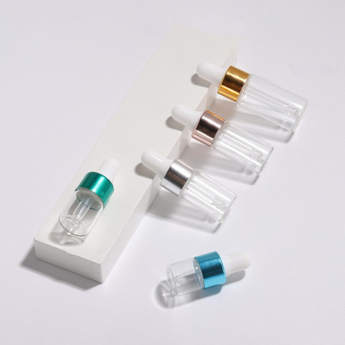 1-5ml transparent small essential oil bottle 2ml color anodized aluminum ring dropper bottle small sample bottle