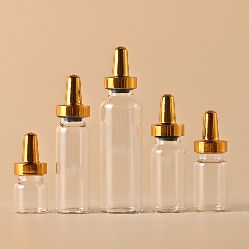 2-30ml brown bayonet vial, gold pointed aluminum cap ampoule stock solution bottle, glass freeze-dried powder bottle