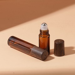 1ml 2ml 3ml 5ml brown wood grain cover roller bottle eye massage roller bottle 10ML perfume essential oil bottle