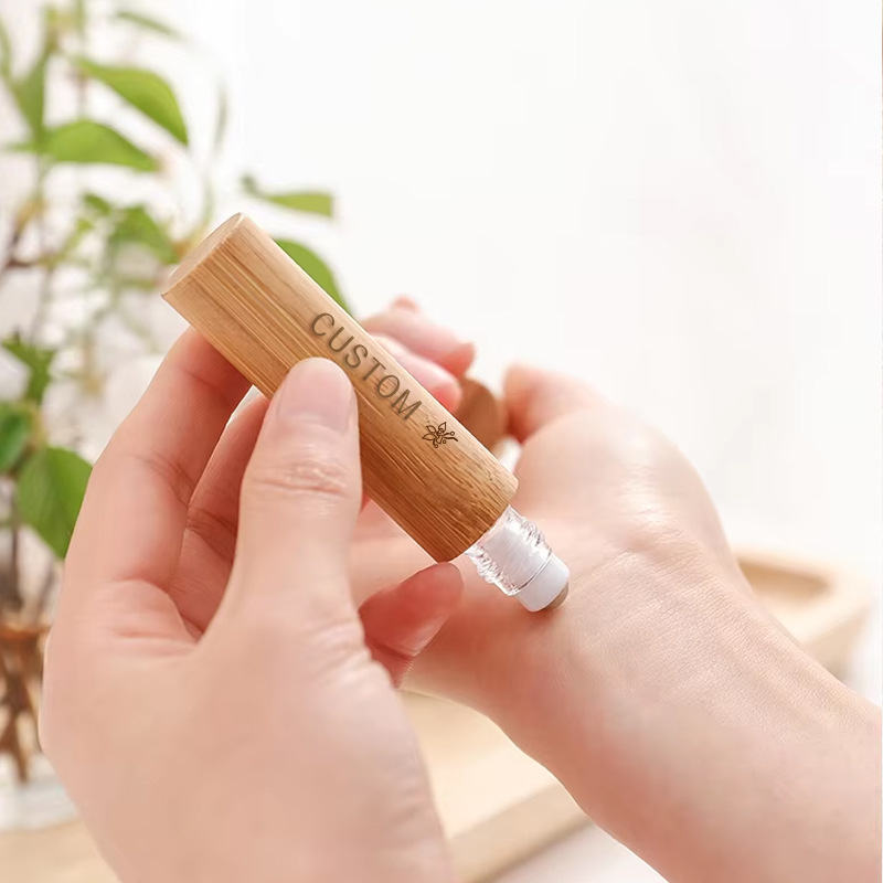 10ml Bamboo Shell Glass Roll-On Bottle with Sight Window