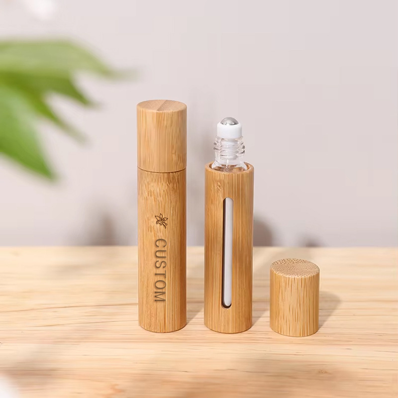 10ml Bamboo Shell Glass Roll-On Bottle with Sight Window