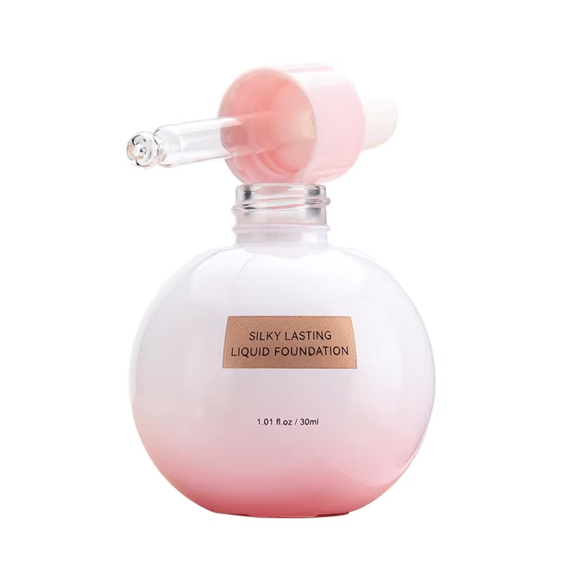 High-value essential oil bottle 30ml gradient pink light bulb bottle cosmetic essence serum dropper bottle
