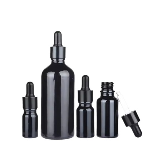 10ml30ml black glossy essential oil bottle 5-100ml pure black raw material dropper bottle