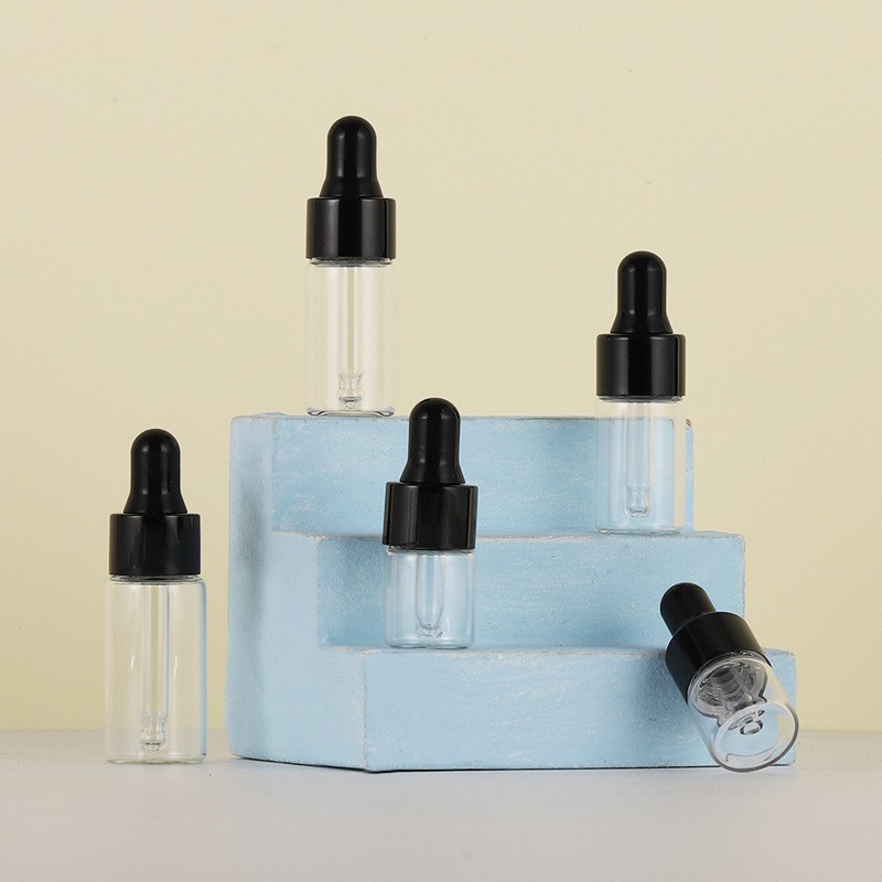 1-5ml transparent small essential oil bottle 2ml color anodized aluminum ring dropper bottle small sample bottle