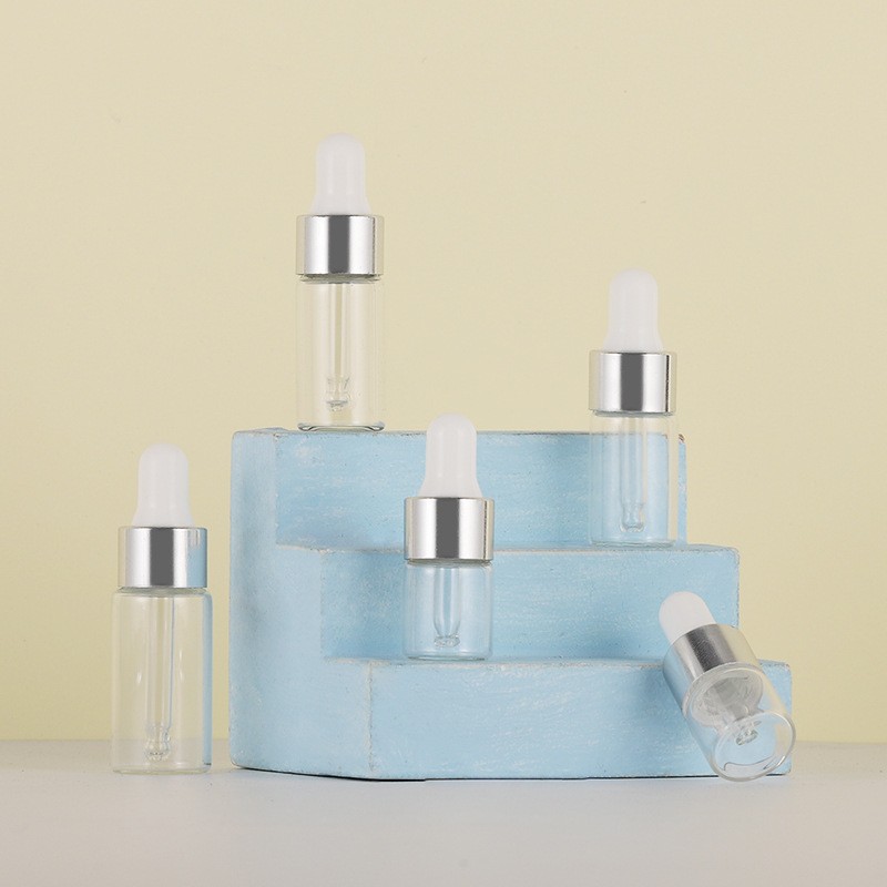 1-5ml transparent small essential oil bottle 2ml color anodized aluminum ring dropper bottle small sample bottle