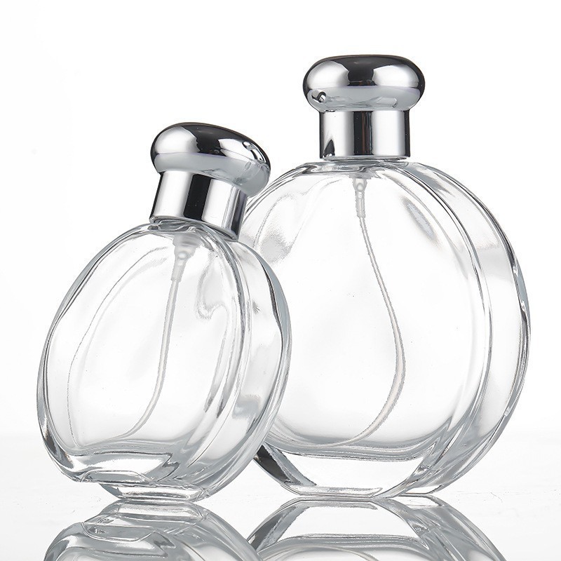 30ml 50ML transparent oblate perfume bottle thick bottom bayonet perfume spray bottle glass sub-bottle