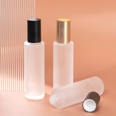 Cosmetic packaging 100ml frosted glass toner bottle 120ML matte gold cover makeup remover pure dew screw cap bottle