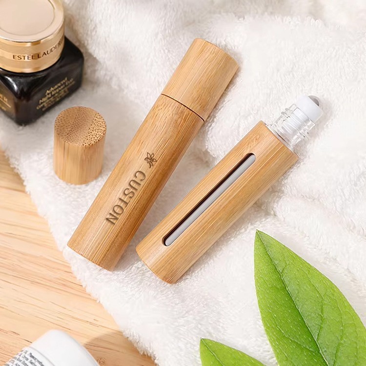 10ml Bamboo Shell Glass Roll-On Bottle with Sight Window