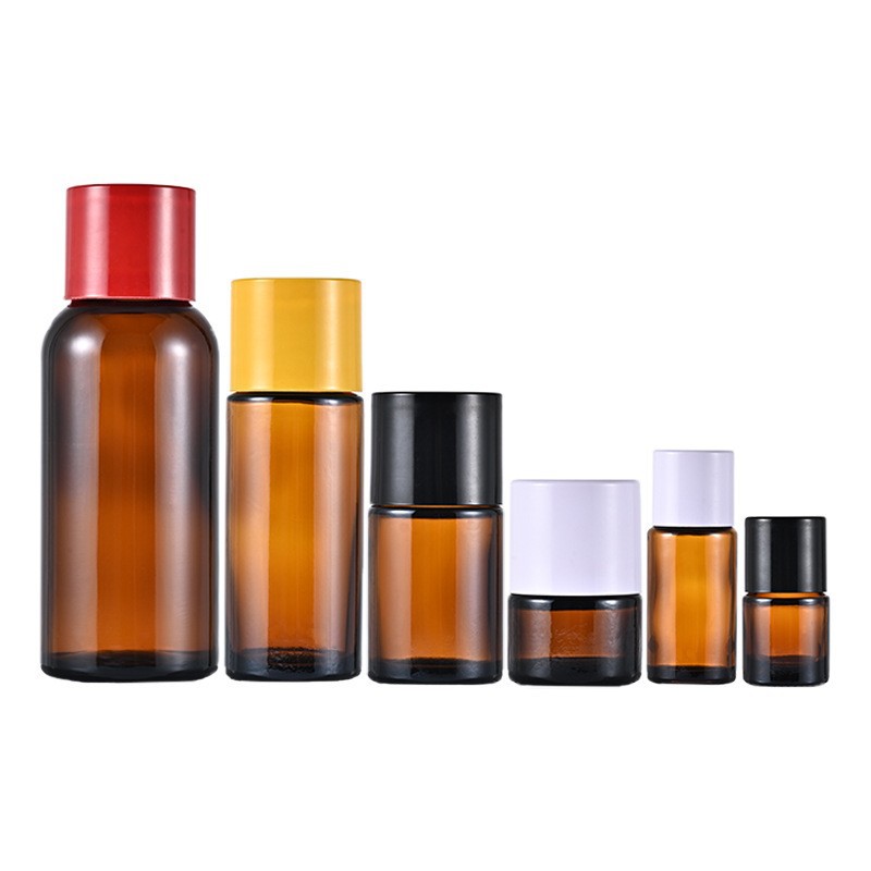 5-125ml trumpet-mouthed brown essential oil bottle, spice and fragrance sample bottle, glass aromatherapy bottle
