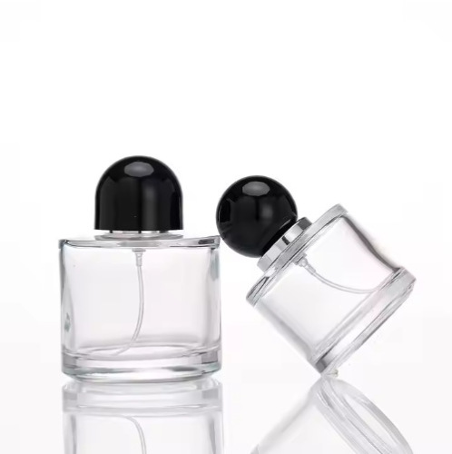 50ml transparent cylindrical ball cover perfume bottle 100ml thickened glass bayonet perfume spray bottle